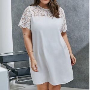 Shein Plus Guipure Lace Yoke Dress